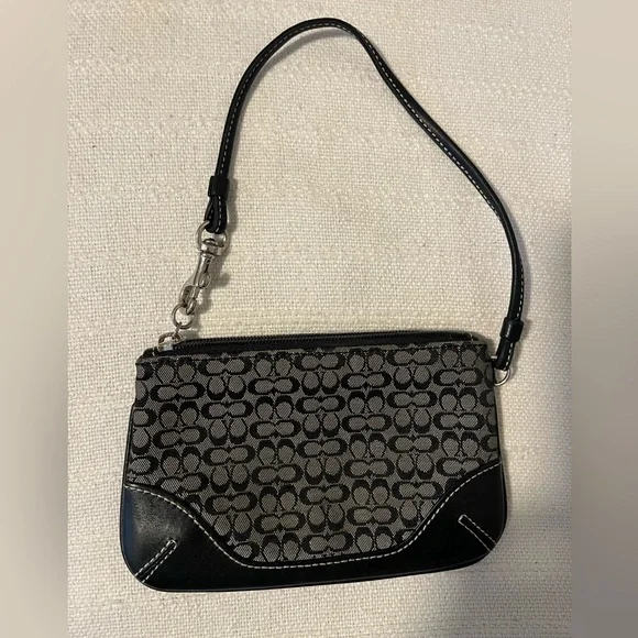 Coach Black and Gray Signature Wristlet - Picture 4 of 4